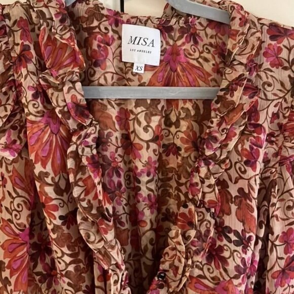 Misa Los Angeles Floral Mini Dress - Pink and Red - Picture 2 of 2